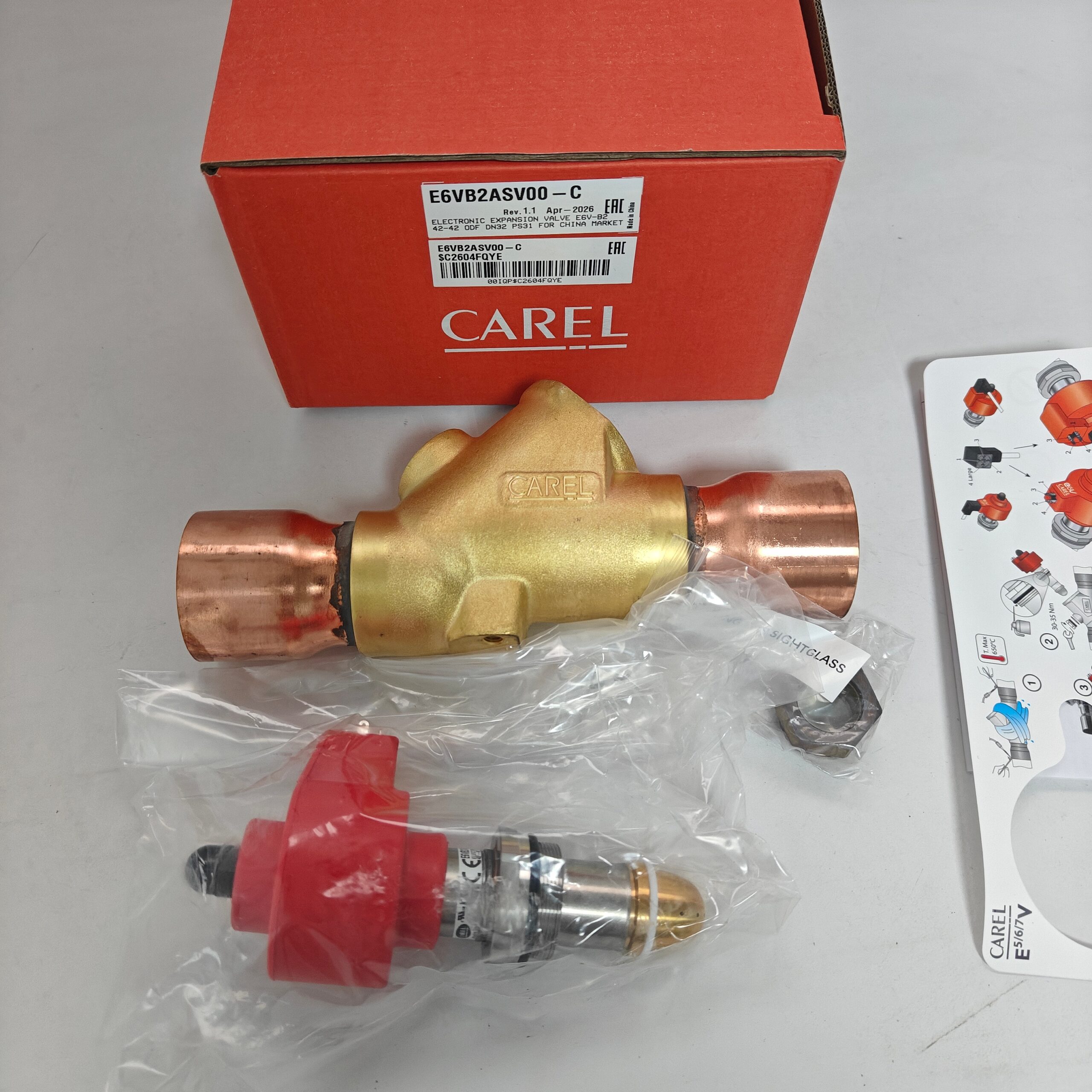 Carel E6VB2ASV00-C Stepper Electronic Expansion Valve – Refrigeration Compressor Service Valve – HVAC Accessory