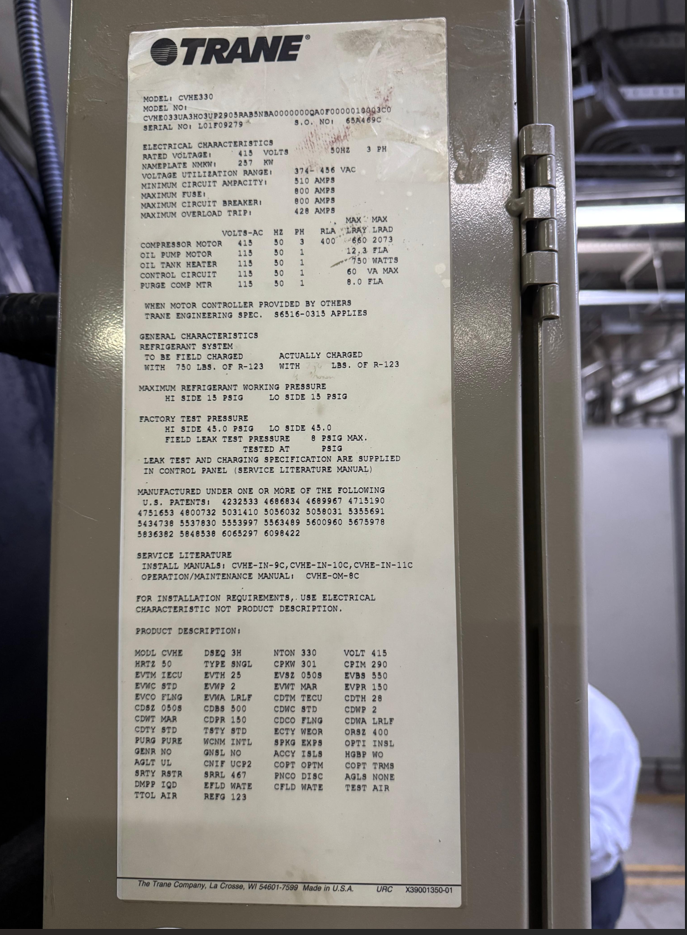 Overhaul of Trane Centrifugal Chillers